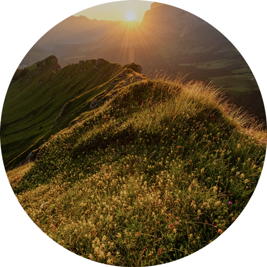 Sunrise over a mountain ridge