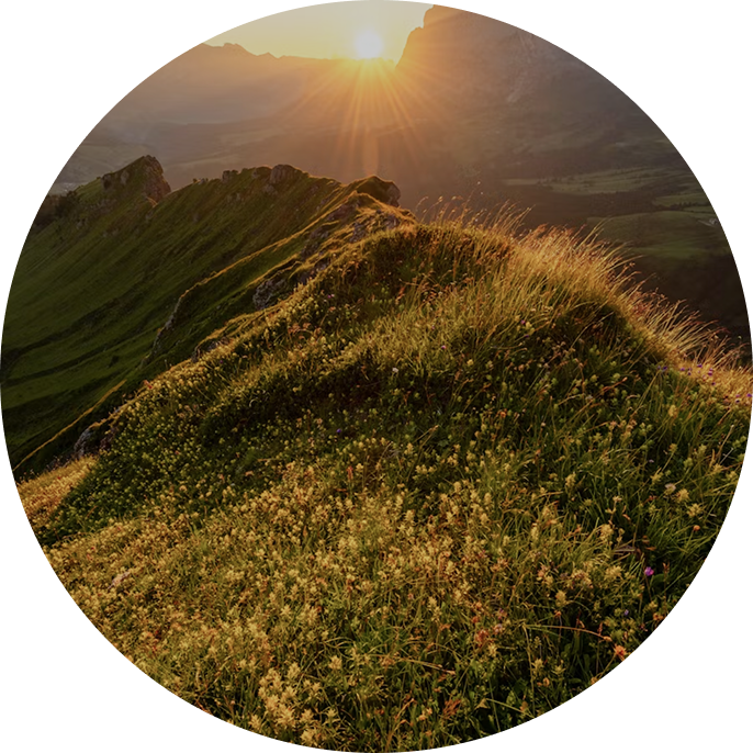 Sunrise over a mountain ridge