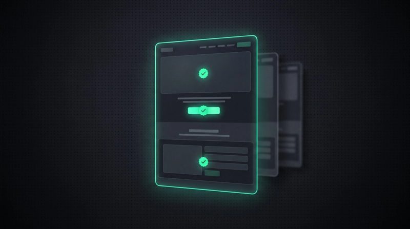 Dark thumbnail on optimizing landing pages: a landing page with green check marks on the hero, CTA button and form.