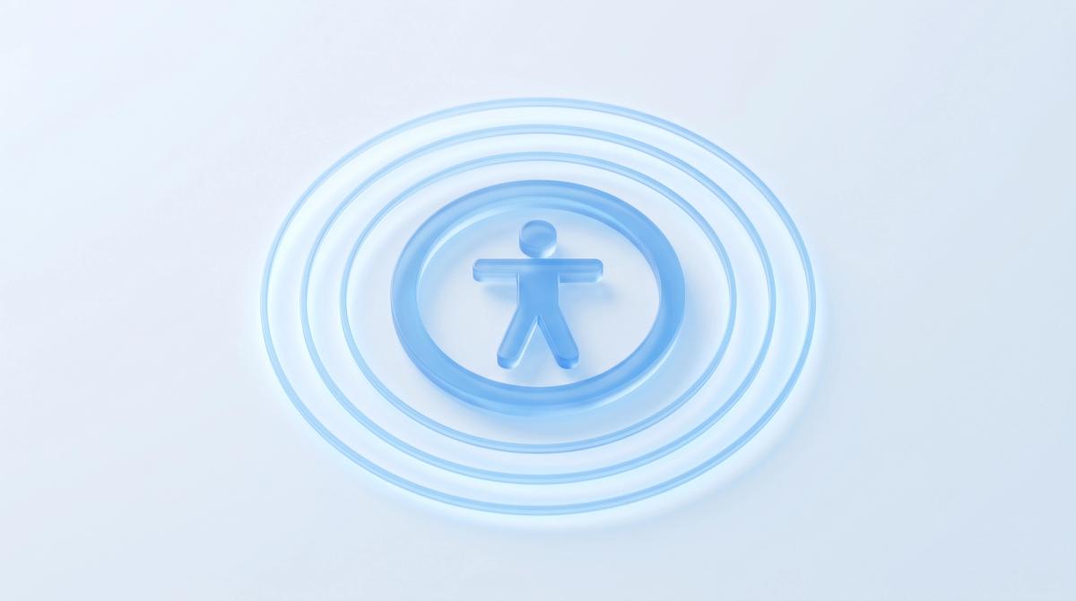 Barrierefreiheits-Symbol in konzentrischen Ringen zum Thema BFSG.
