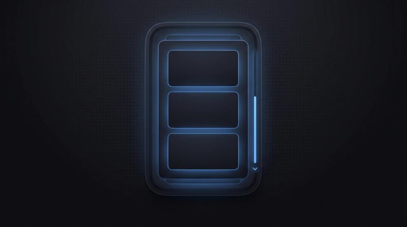Scroll sequence with stacked cards and a progress indicator.