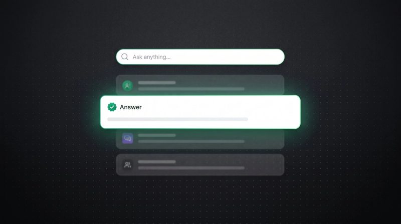 Dark thumbnail on answer engine optimization: a search bar above a highlighted answer card with a green check mark between grayed-out alternatives.