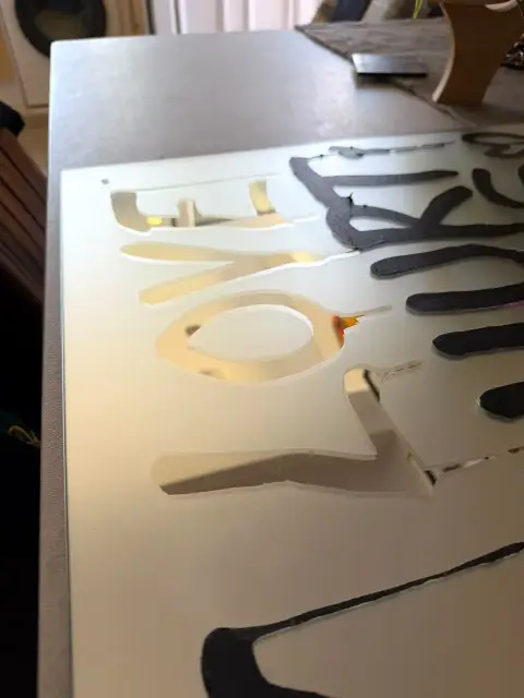 Hand-etched mirror by Mark Staples