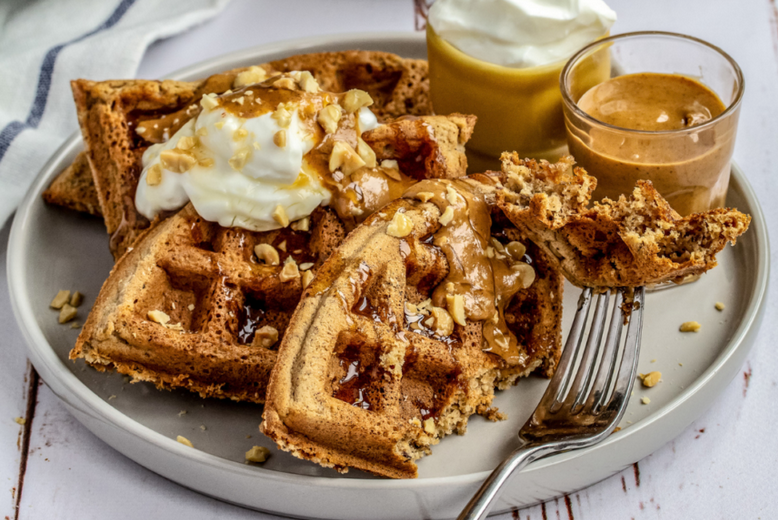 High Protein Peanut Butter Waffles