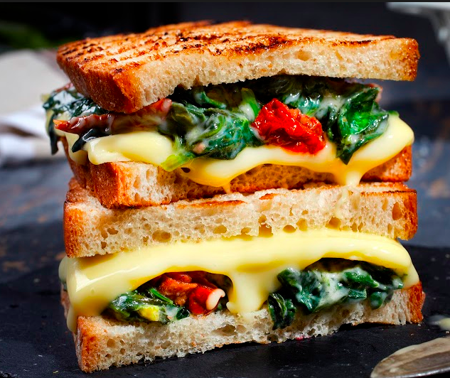 Spinach and sun-dried tomato toastie - for Shavuot