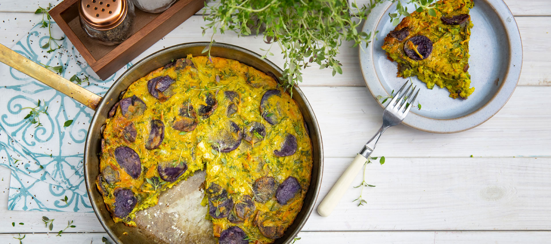 Purple potato frittata