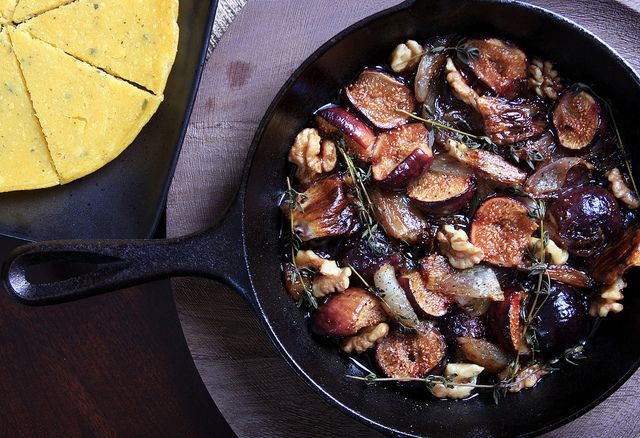 Tu B’shvat: Balsamic roasted figs & shallots with herbed socca