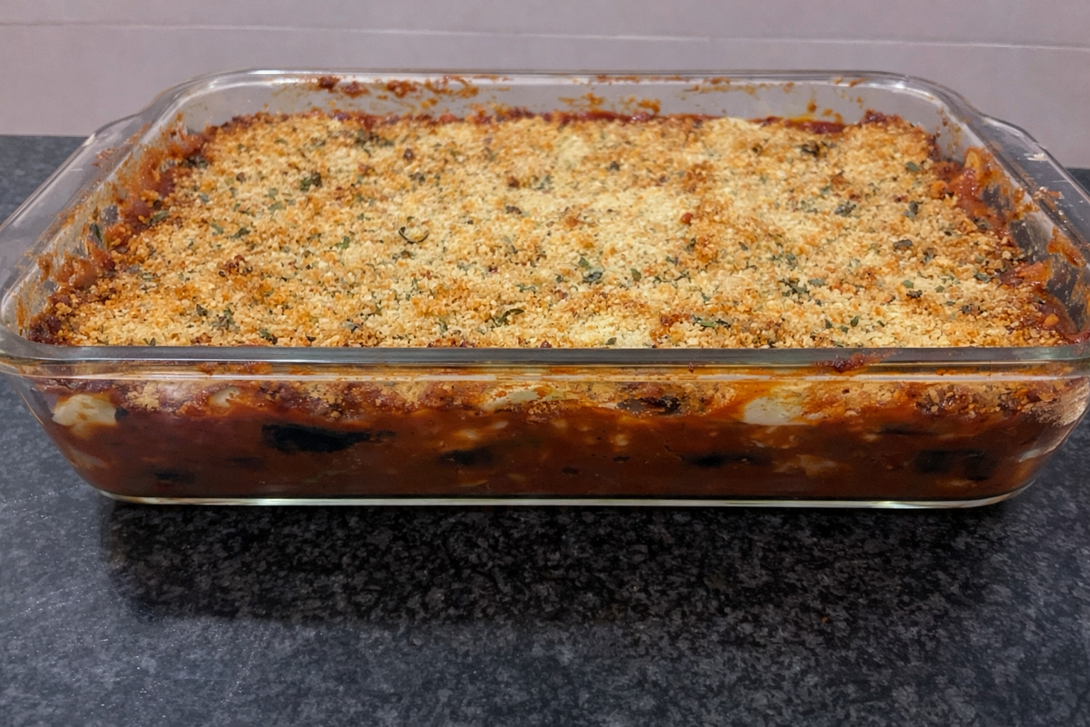 Vegan aubergine parmigiana (fried aubergine, rigotta + smoked MozzaRisella)