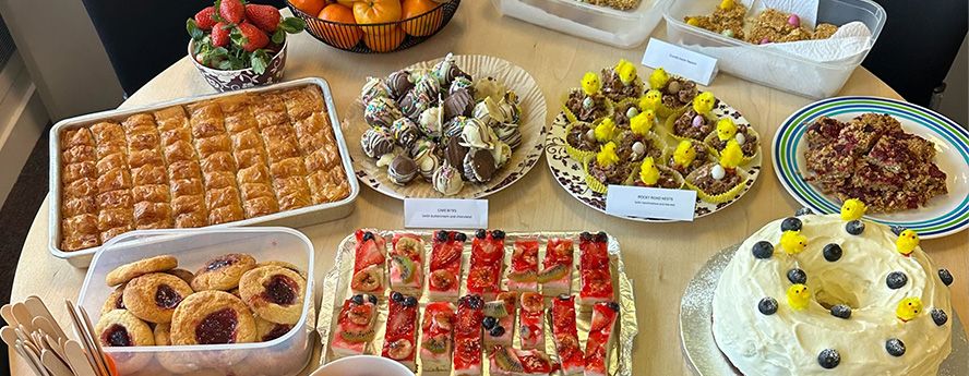 Homemade food laid out for the Unicef spring fundraiser