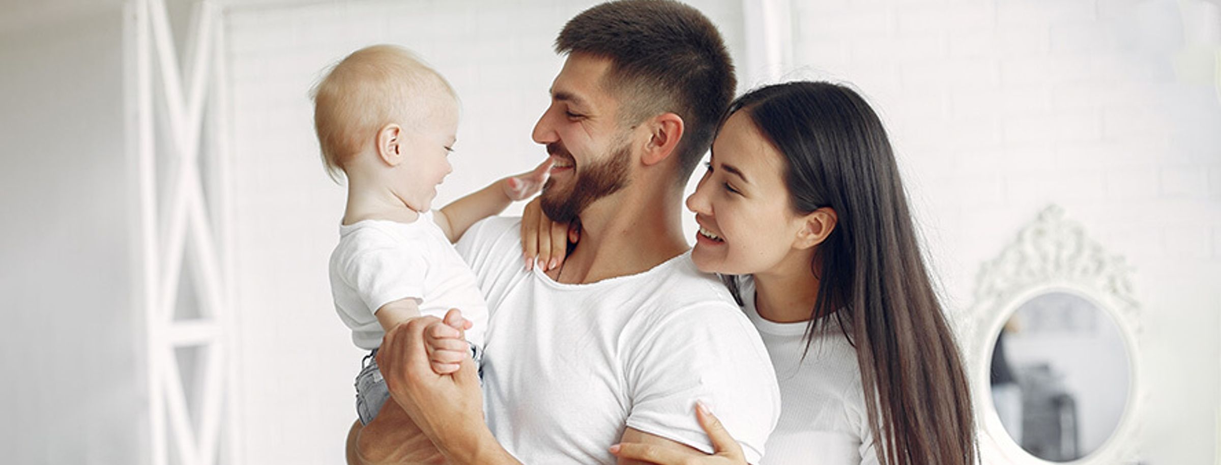 A happy family with a young child