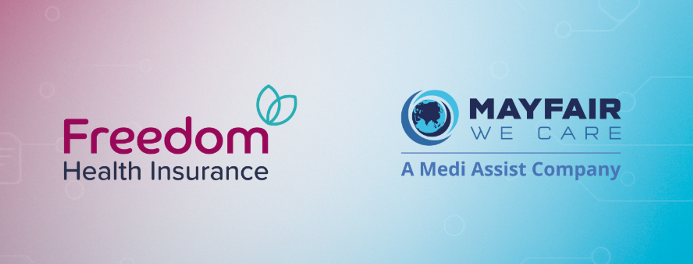 Freedom Health Insurance and Mayfair We Care logos side by side