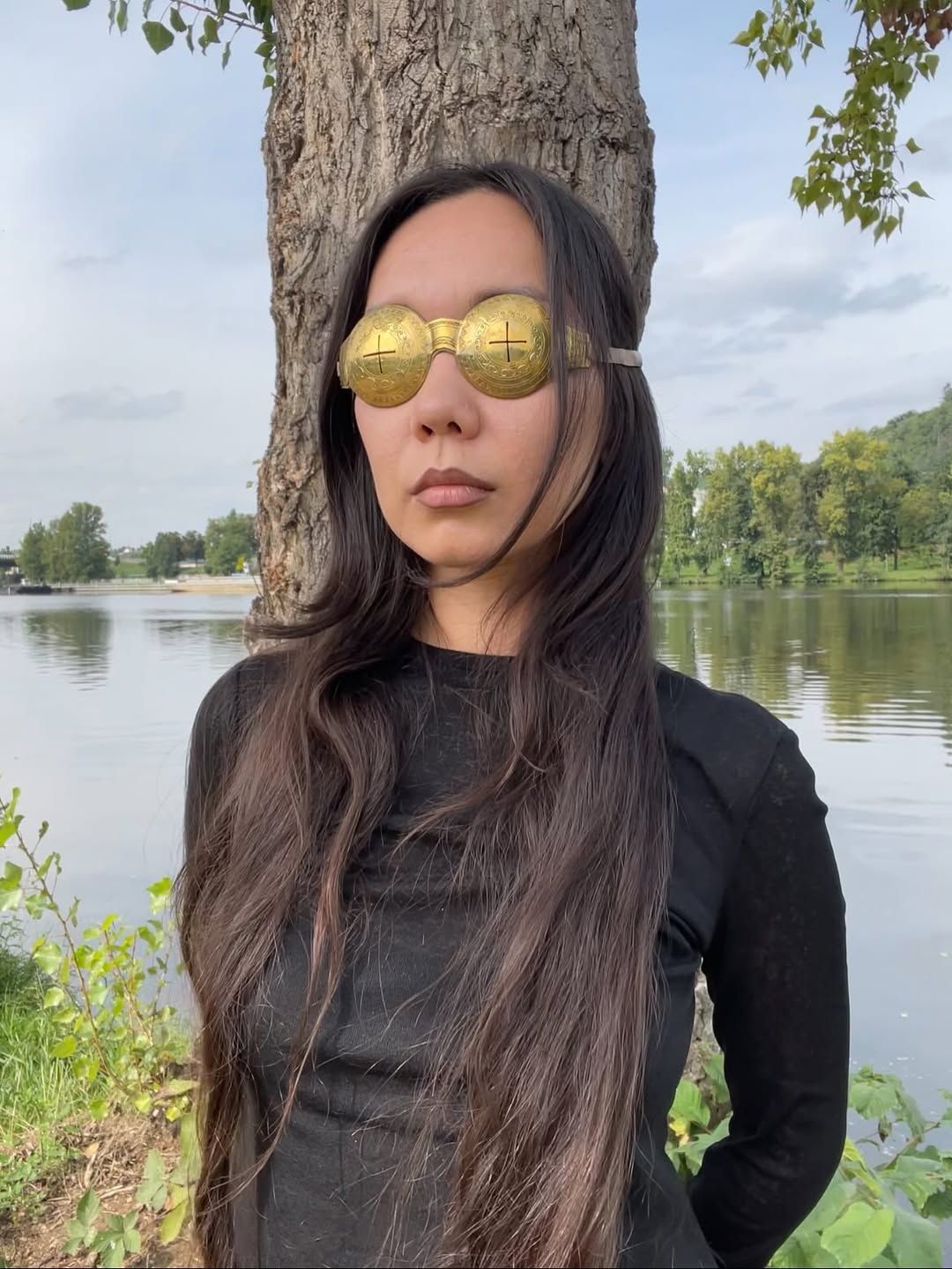 Snow Goggles — Round Brass