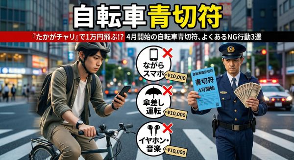「たかがチャリ」で1万円飛ぶ!? 4月開始の自転車青切符、よくあるNG行動3選