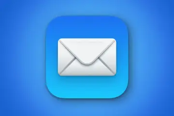 Ikona e-mailové aplikace Apple Mail na modrém pozadí