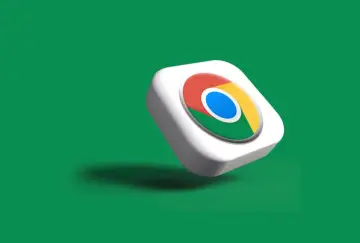 Logo webového prohlížeče Google Chrome na zeleném pozadí ve 3D stylu.