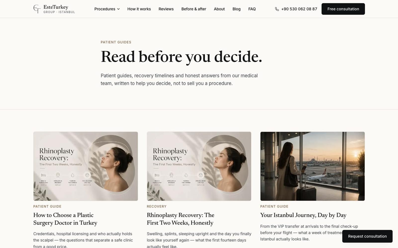 EsteTurkey Group blog, desktop view
