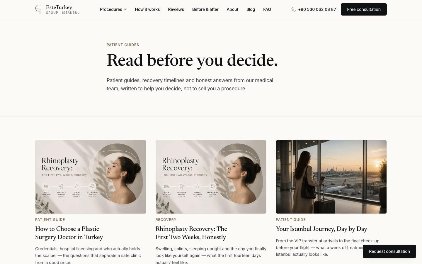 EsteTurkey Group blog, desktop view