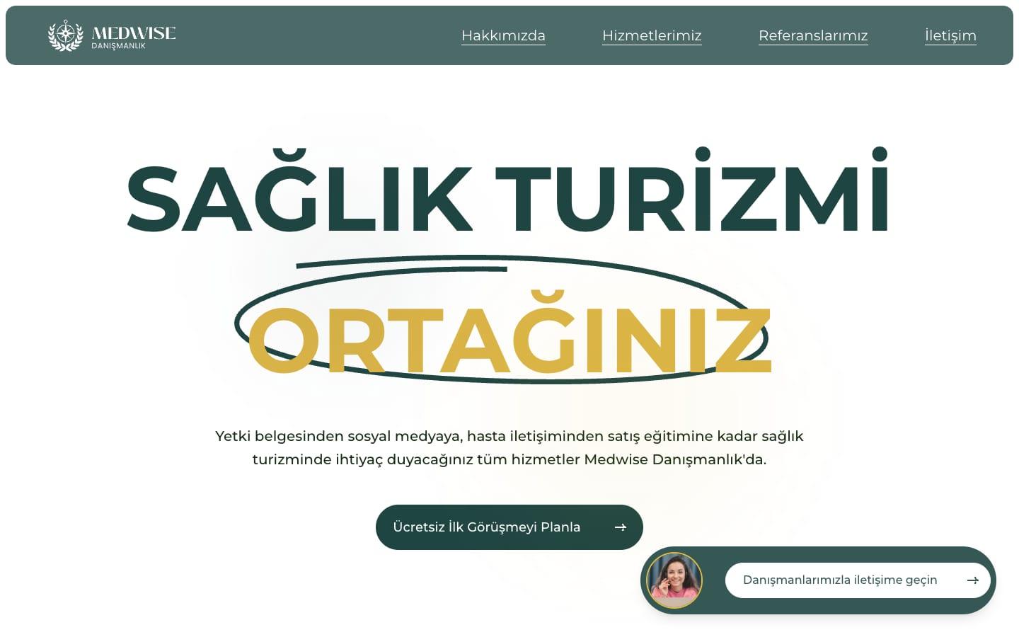 Medwise Danışmanlık home page, desktop view