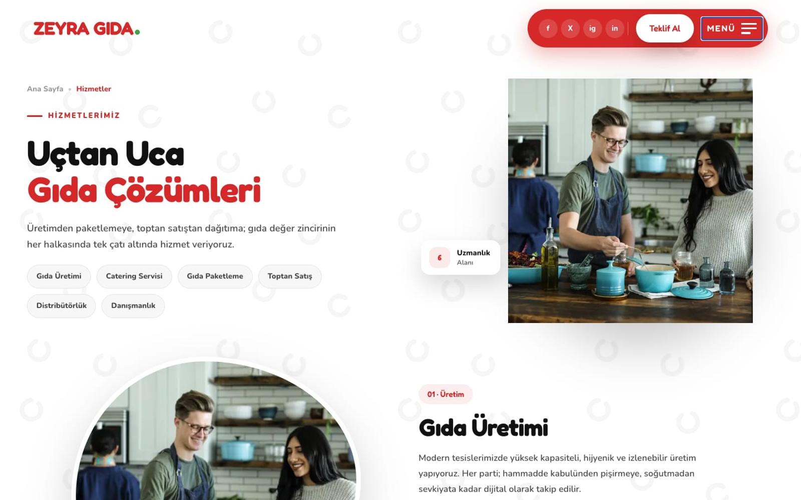 ZEYRA GIDA services page, desktop view
