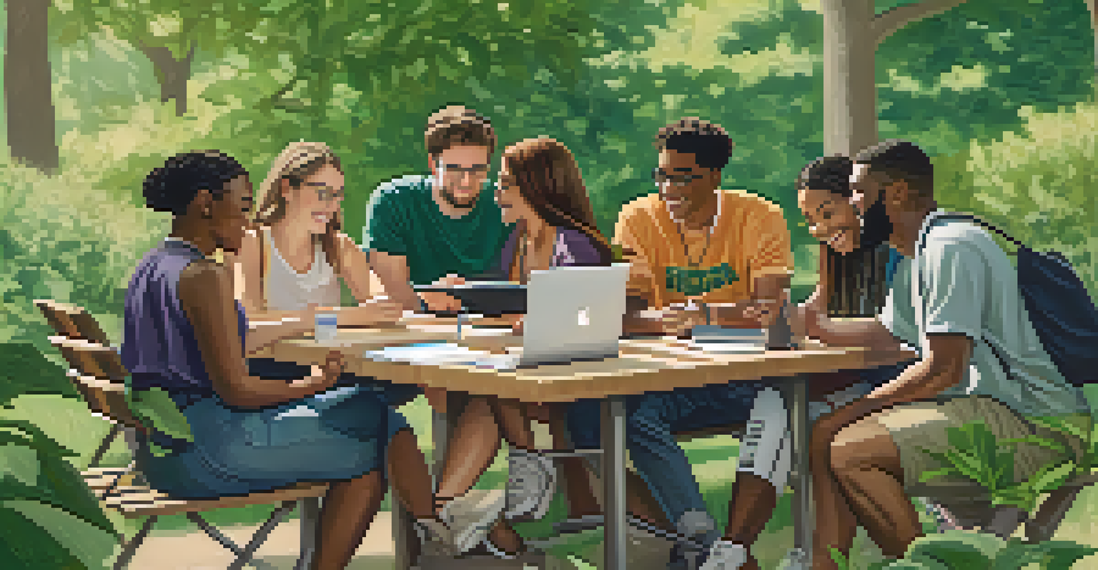 A group of diverse students studying together outdoors on the Michigan State University campus, emphasizing collaboration and inclusivity.