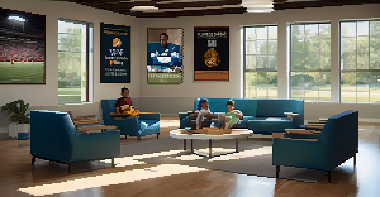 A cozy room set up for student-athletes to share their experiences in a supportive environment.
