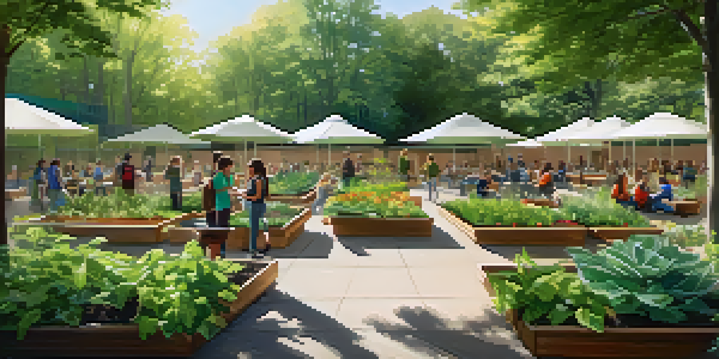 Students participating in an outdoor learning session about sustainability, surrounded by plants and trees.
