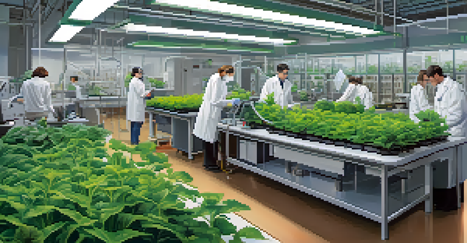 Researchers working in a laboratory at Michigan State University, focusing on agricultural innovations with high-tech equipment.