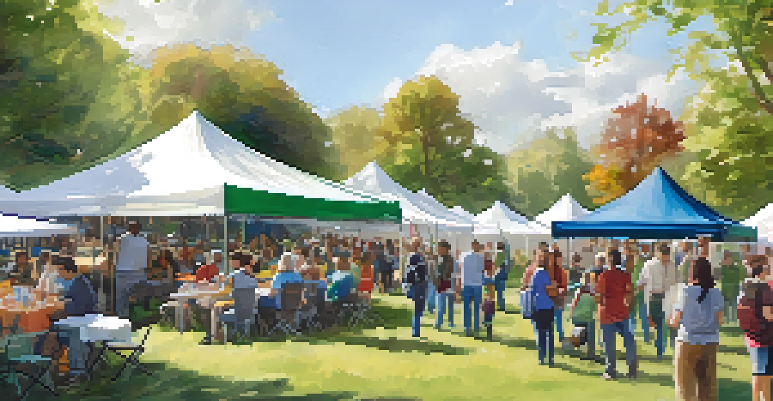 Community engagement event at Michigan State University with faculty and students interacting with local residents under colorful tents.