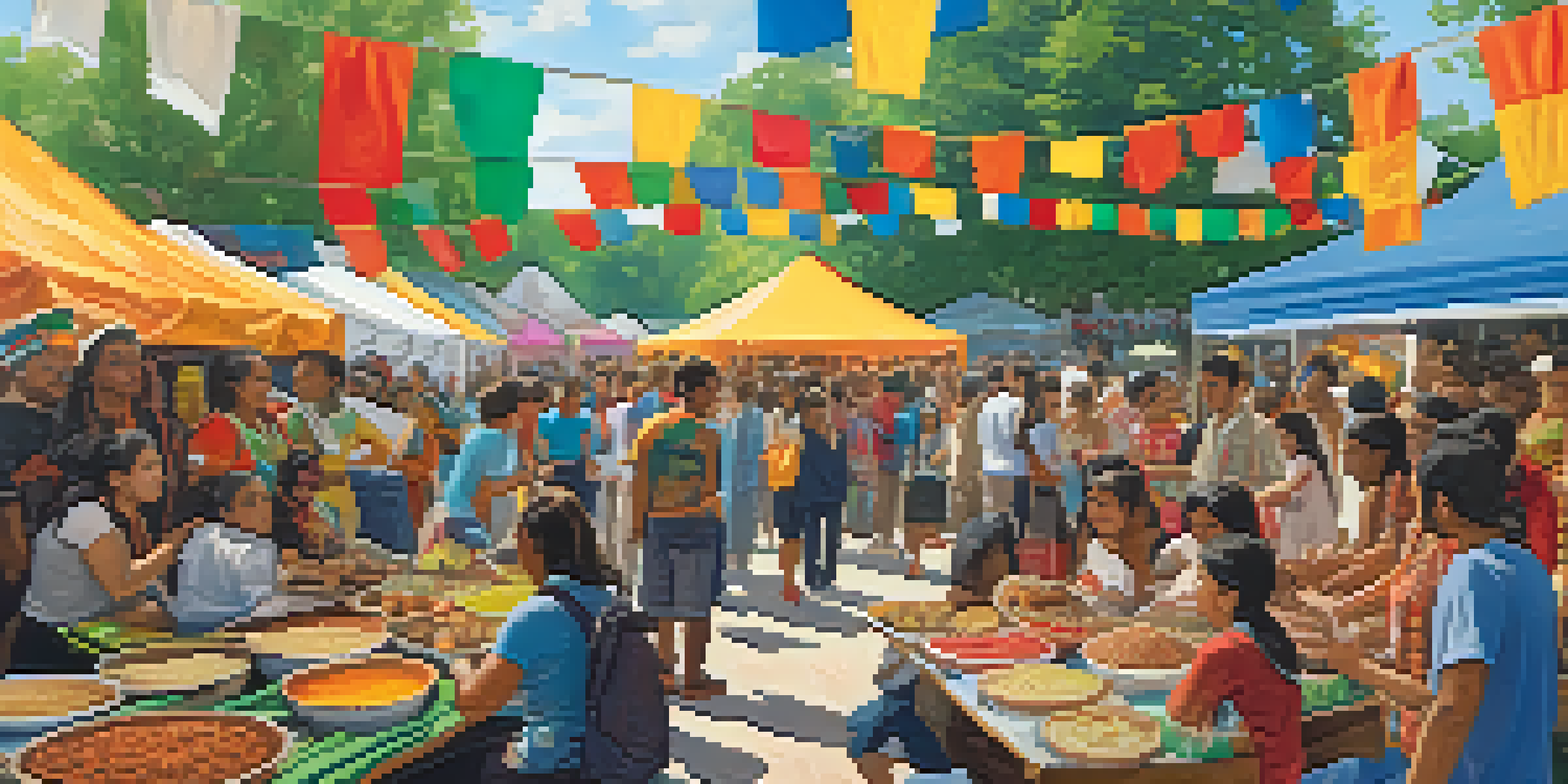 A cultural fair at Michigan State University with students from diverse backgrounds sharing their traditions through food, music, and art.