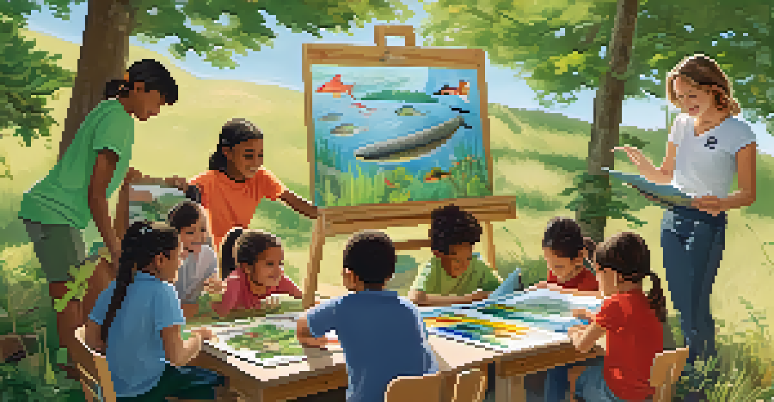 MSU students teaching local school children about ecosystems in an outdoor workshop.