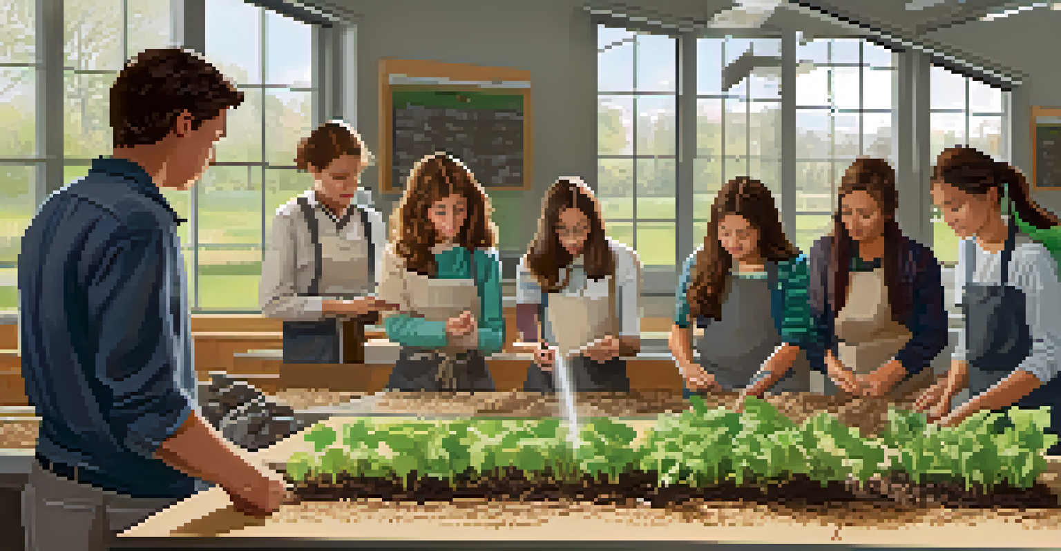 Students in a classroom at Michigan State University learning about sustainable farming practices through hands-on activities.