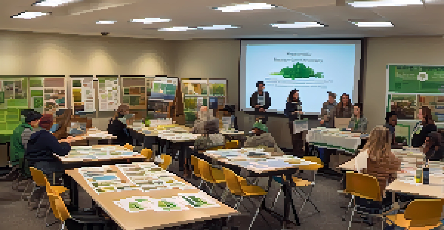 A workshop at Michigan State University with community members learning about sustainable practices with a facilitator demonstrating eco-friendly techniques.