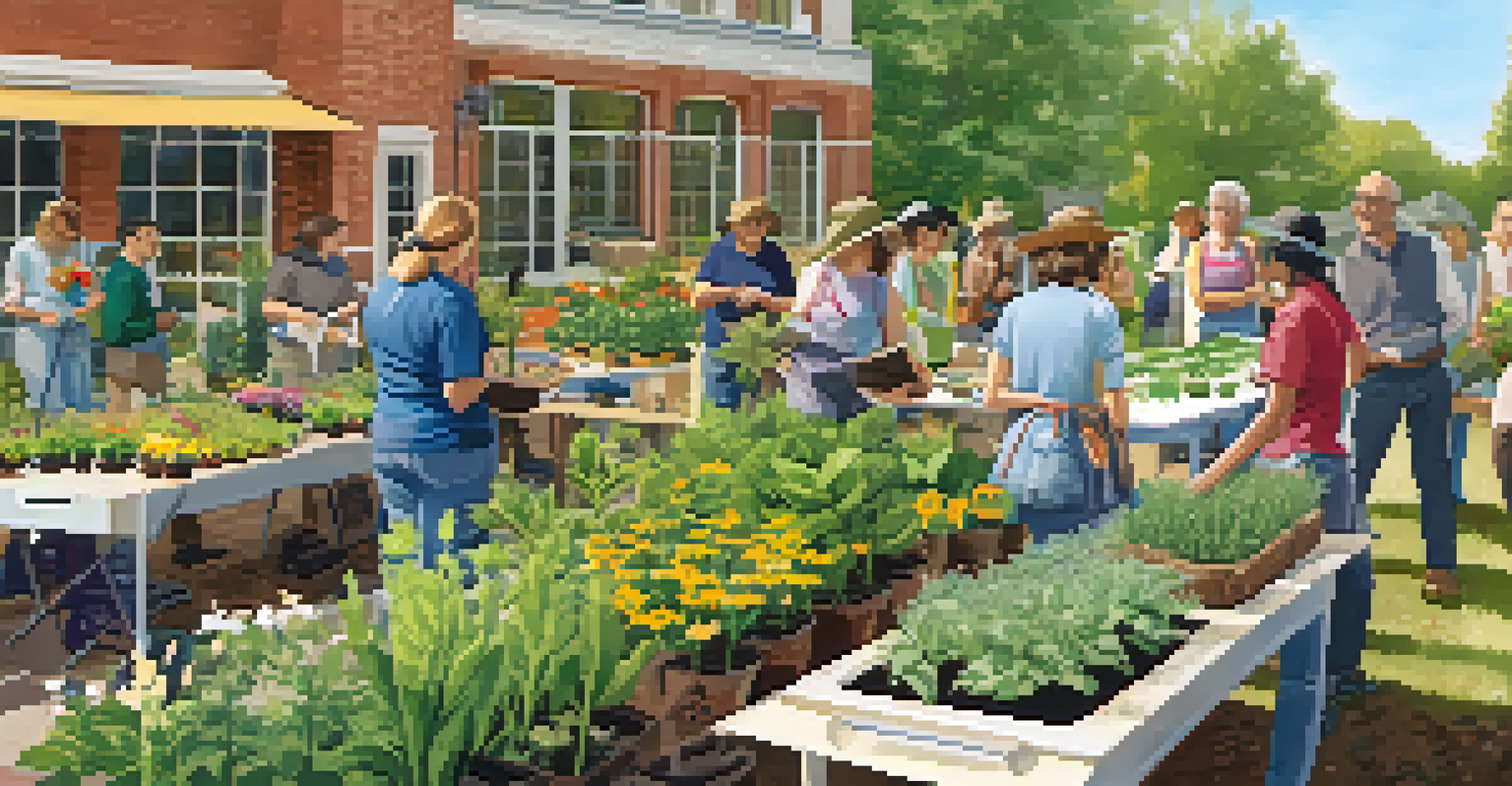 A community workshop by Michigan State University Extension, with residents learning about sustainable gardening in a vibrant garden setting.