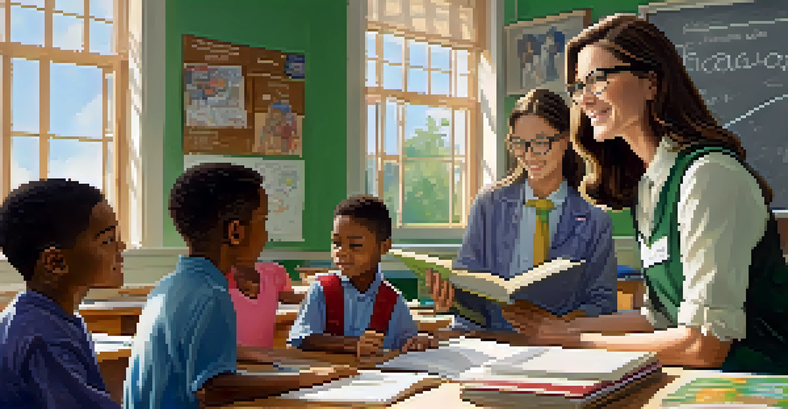 A Michigan State University professor mentoring students as they tutor local children in a bright, welcoming classroom.