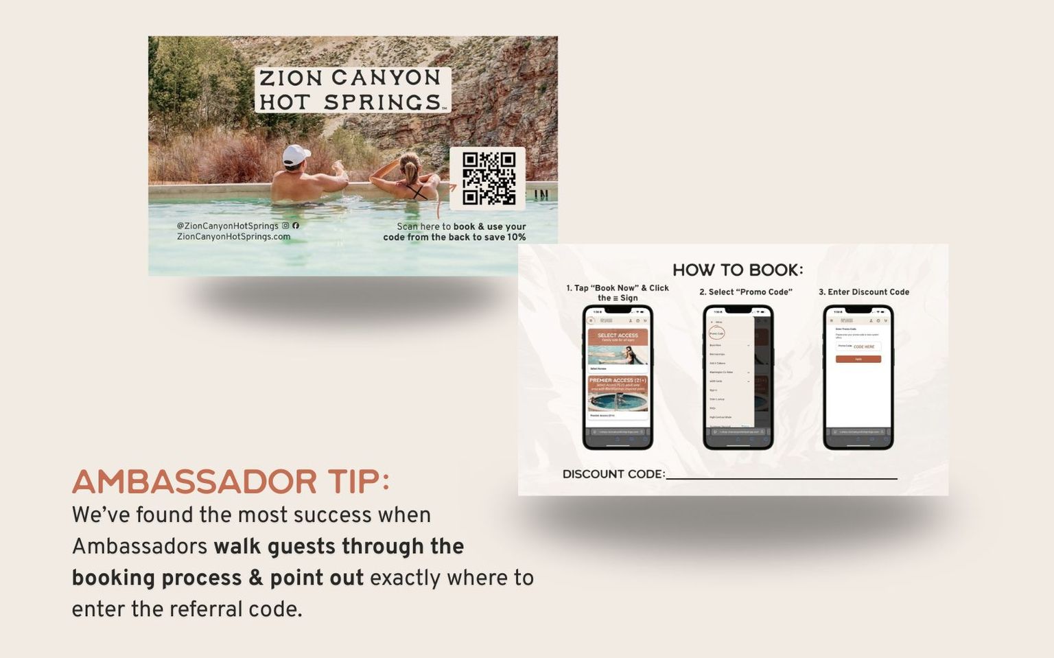 Zion Canyon Hot Springs Ambassador Program | Voucher Cards + Ambassador Tip