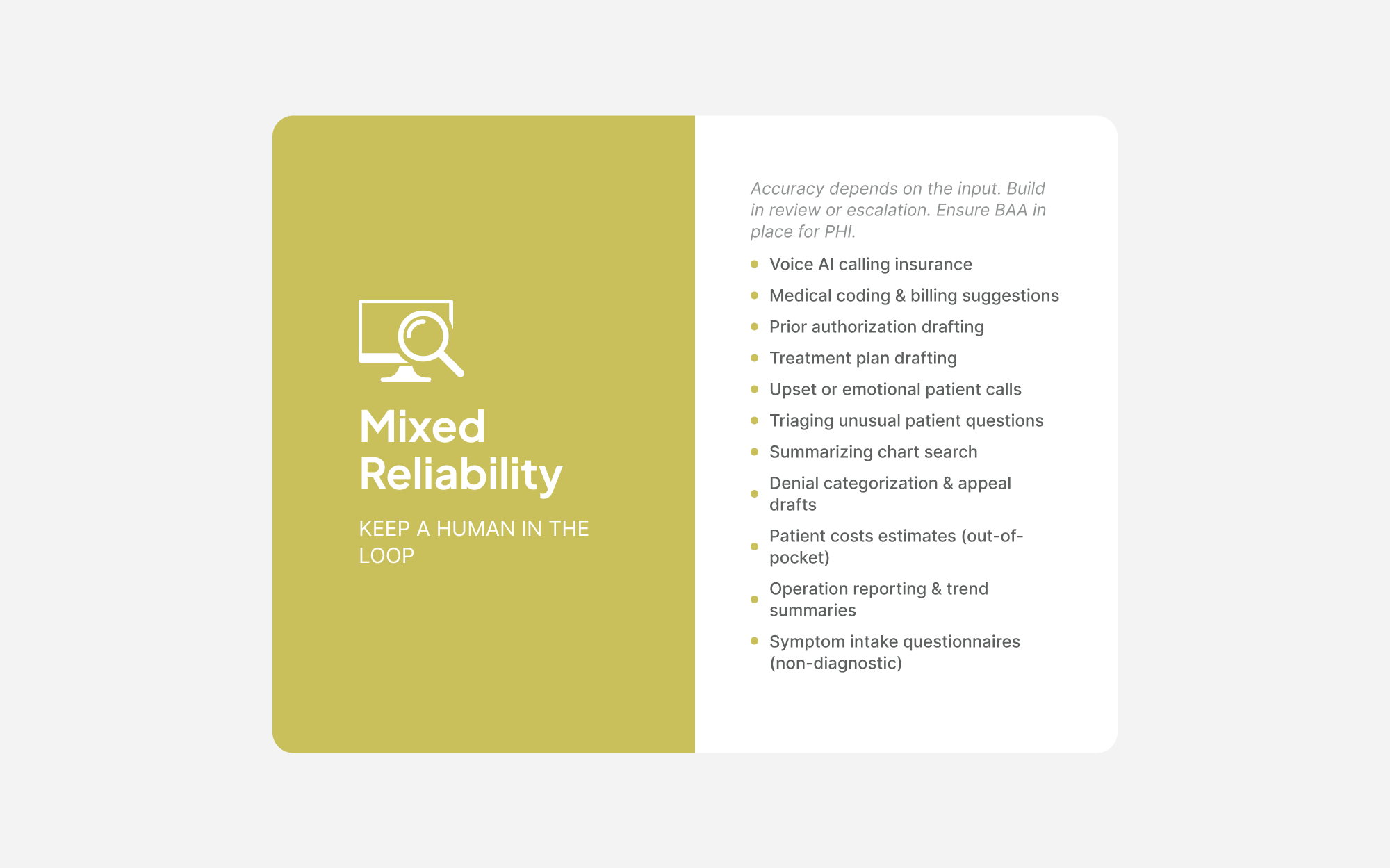 Mixed-reliability AI applications