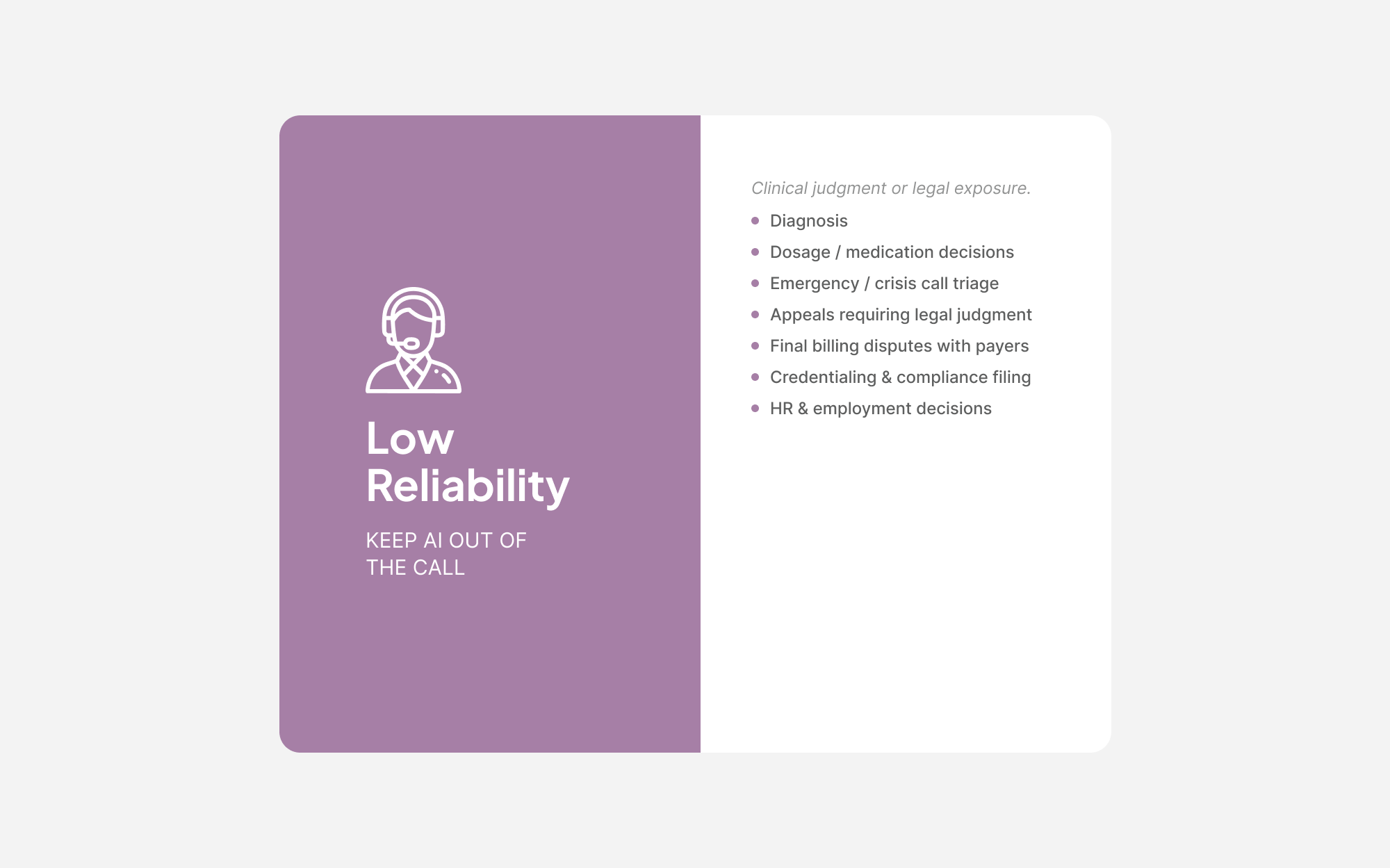 Low-reliability AI applications