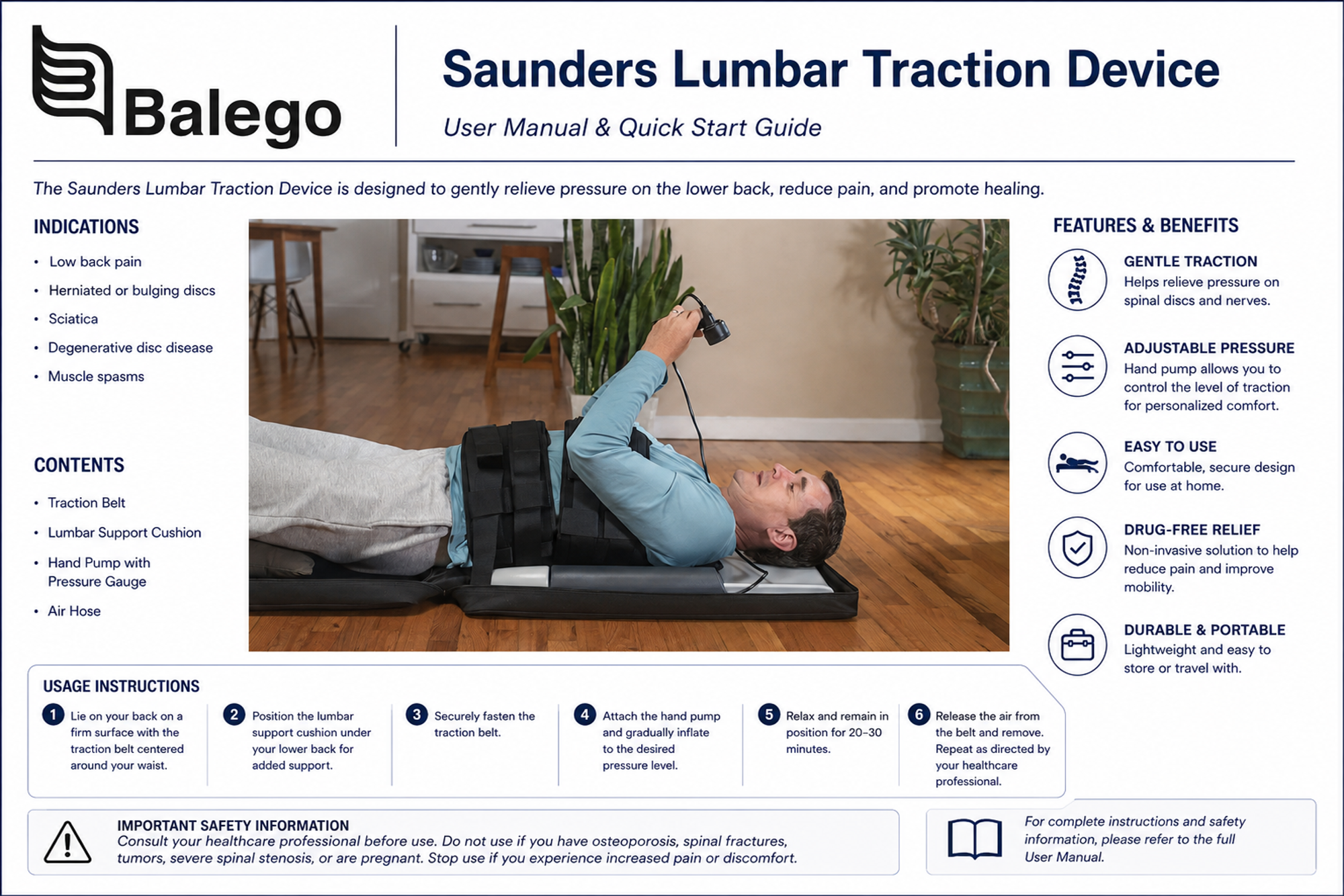 Saunders Lumbar Traction Manual: Setup & Safety