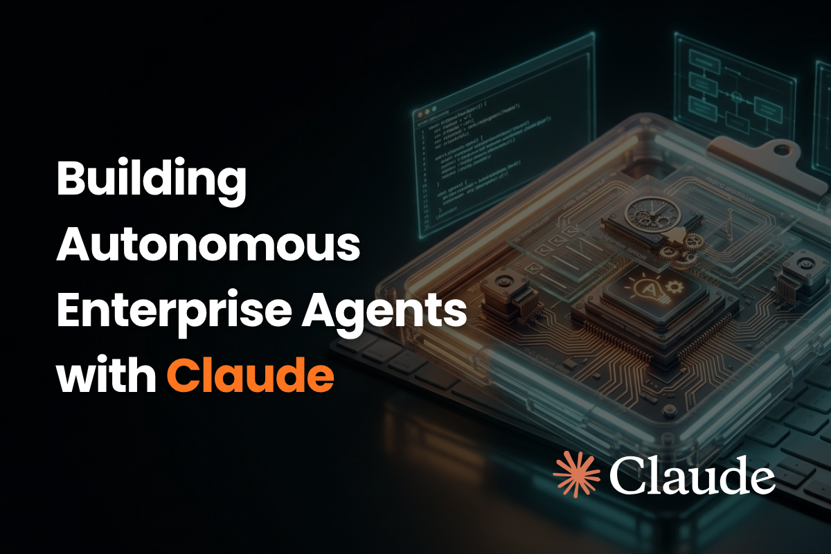 Feature Graphic titled 'Building Autonomous Enterprise Agents with Claude' showcasing an Advanced AI Microchip and Code Interface