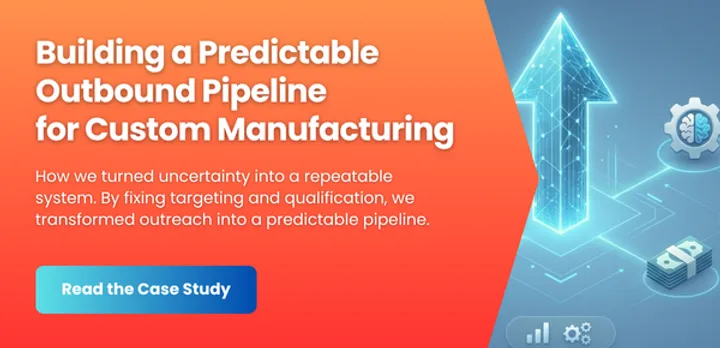 Case study banner for custom manufacturing pipeline growth.