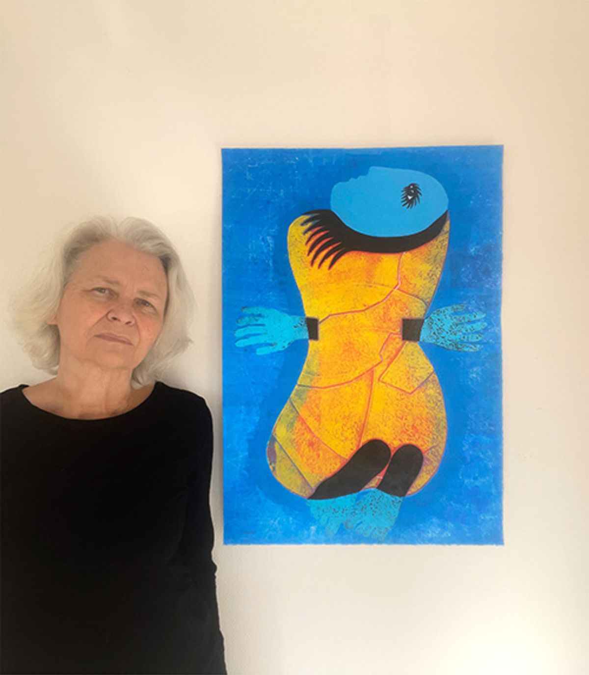 Art of Woman in Blue and Yellow — detail 1