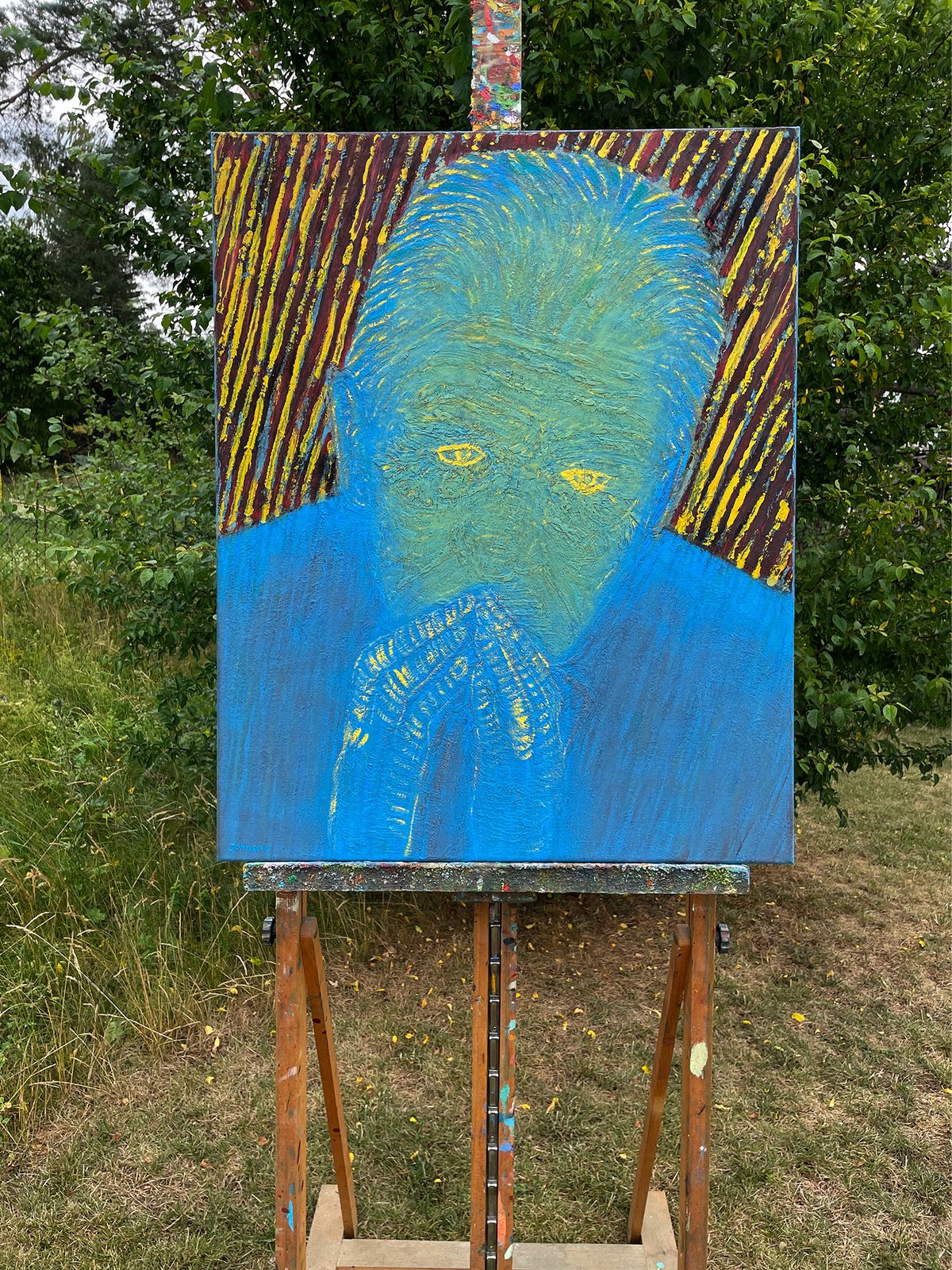 Map of the World – a Face Painting of an old Man in Blue — detail 4