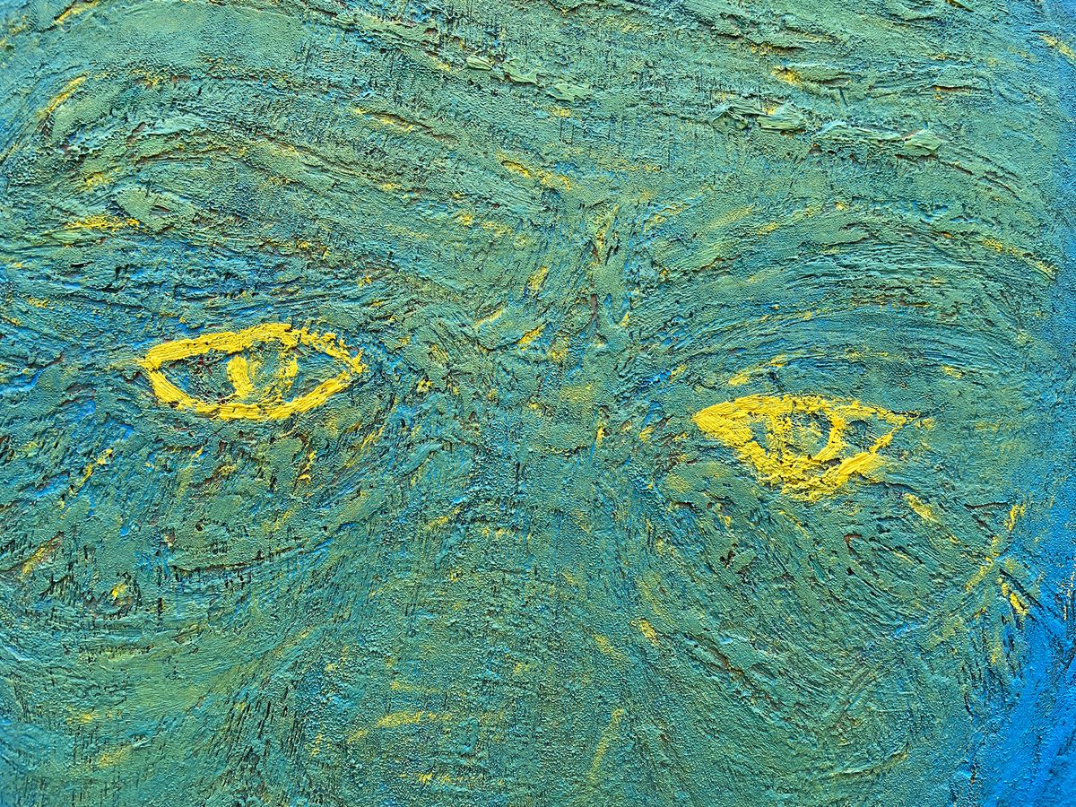Map of the World – a Face Painting of an old Man in Blue — detail 1