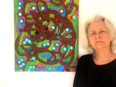 Abstract artists painting – an example, a composition Earth and the Sun