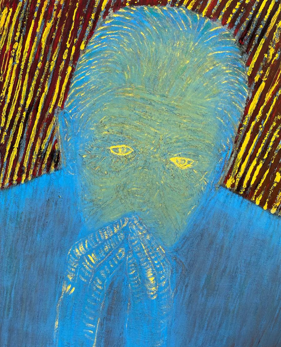 Map of the World – a Face Painting of an old Man in Blue