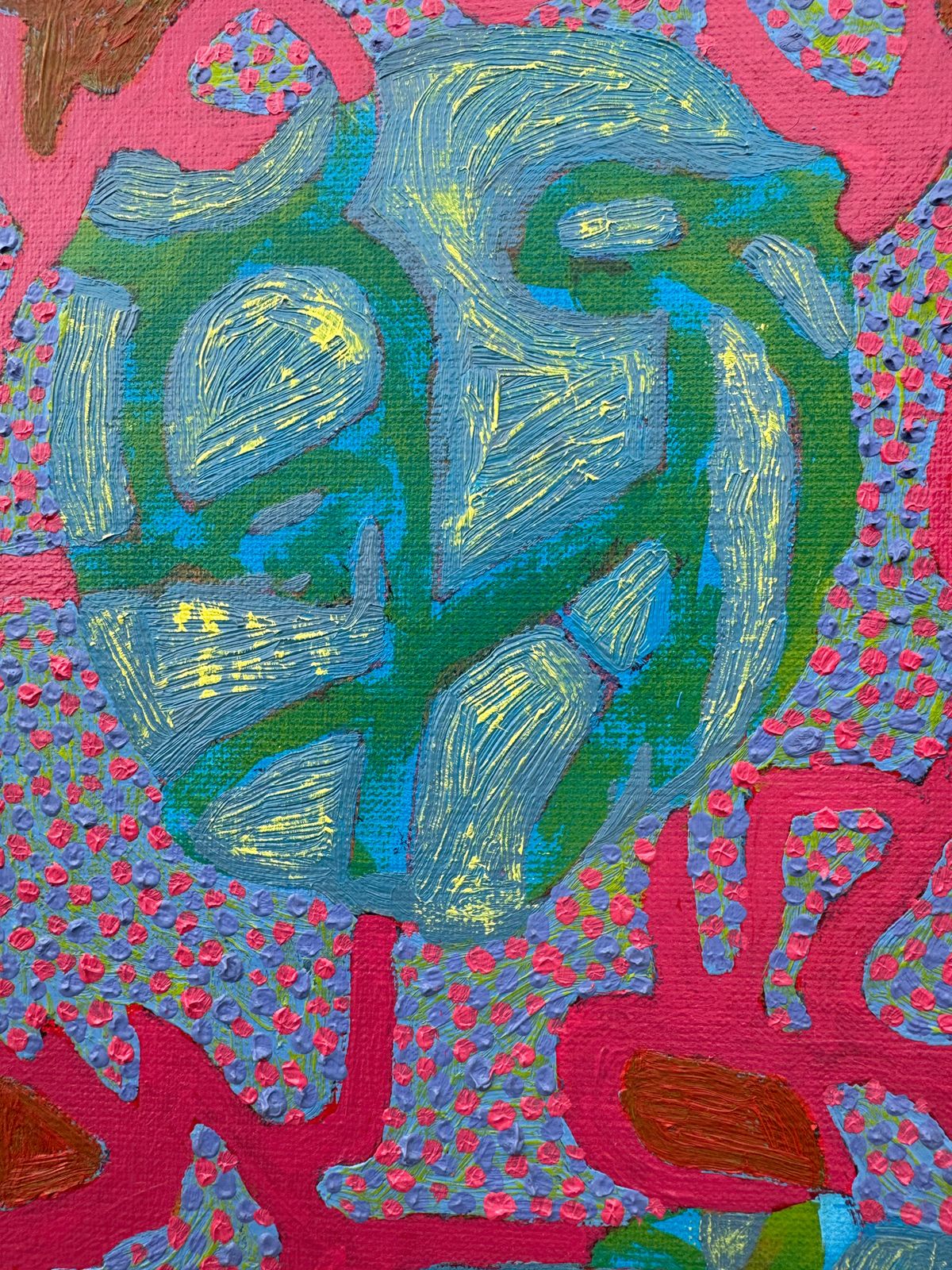 abstract oil painting with pink and green tones, fragment