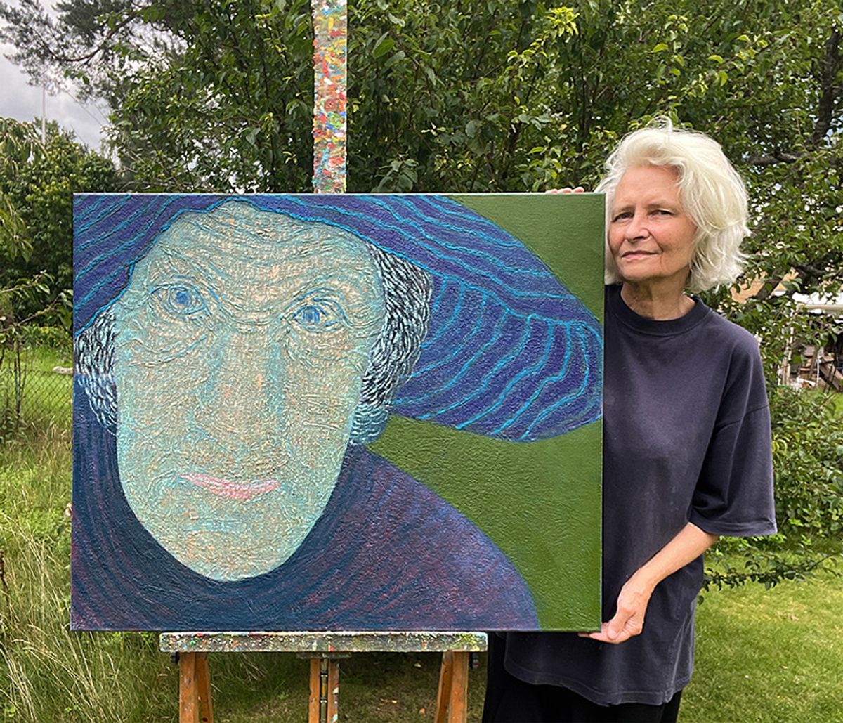 Artist Jolanta Johnsson present her oil painting Mona Lisa