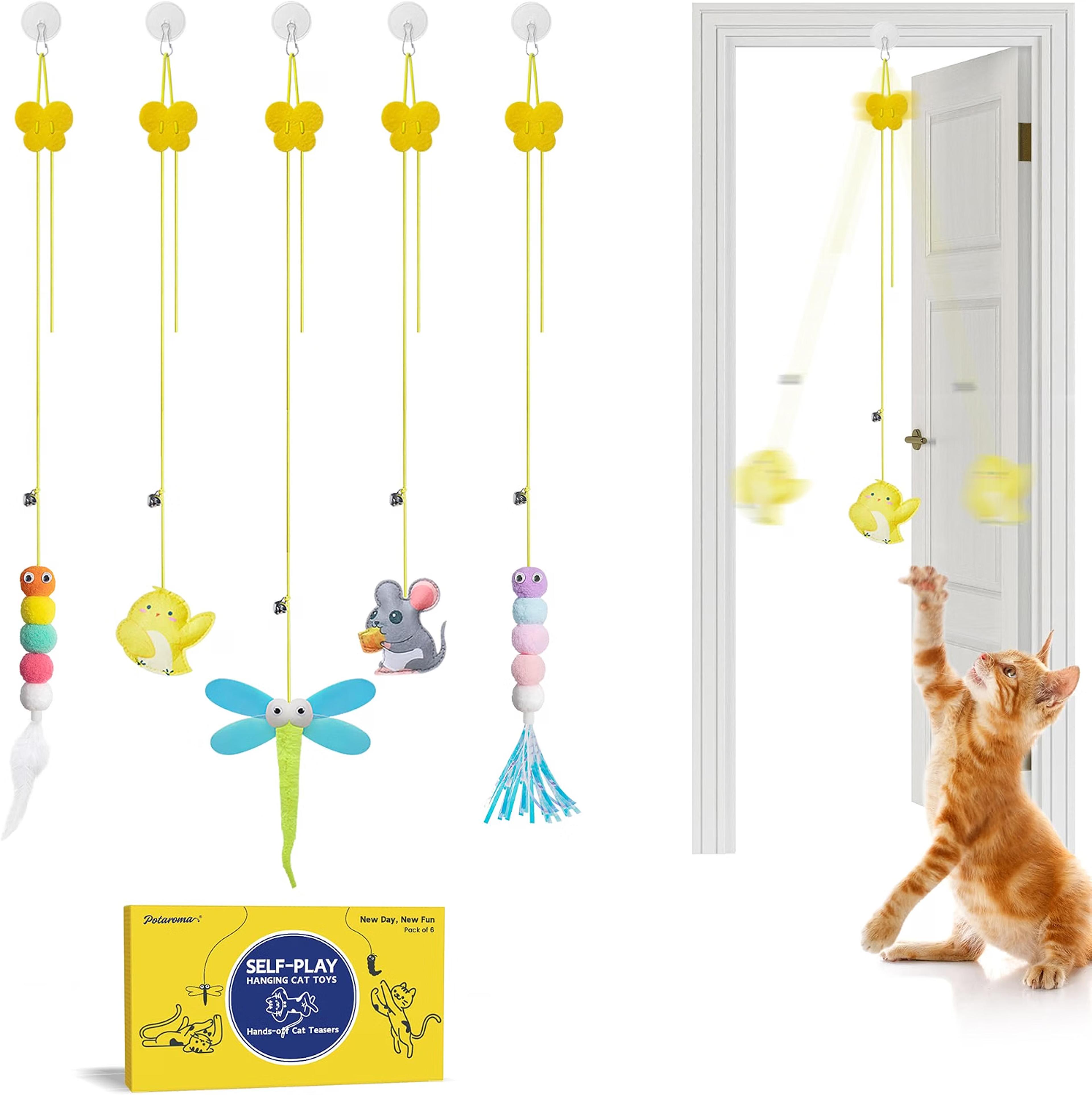 Potaroma 5-piece interactive feather toy set for cats