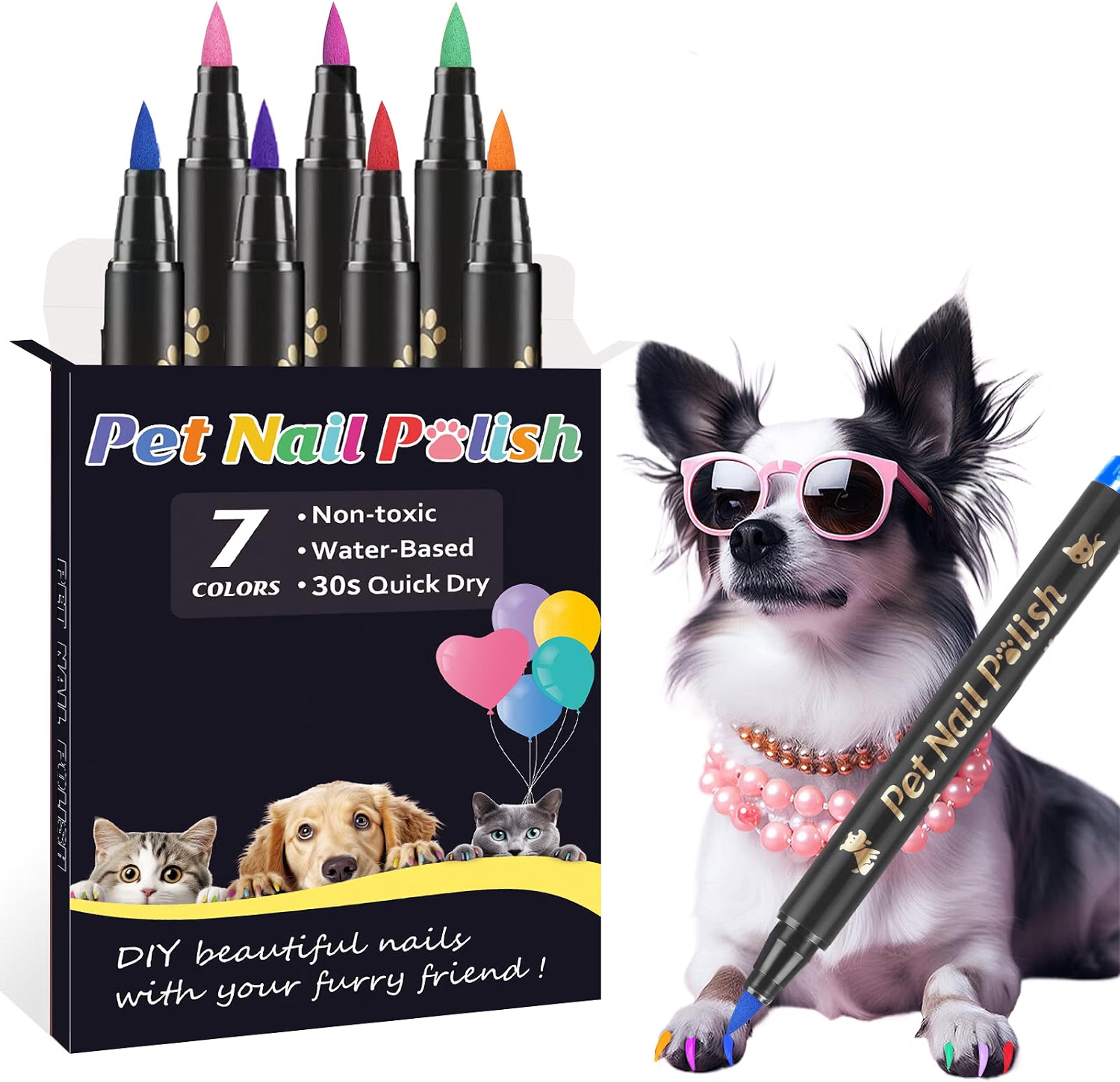 Dog nail polish pens in multiple colors for applying color to dog nails