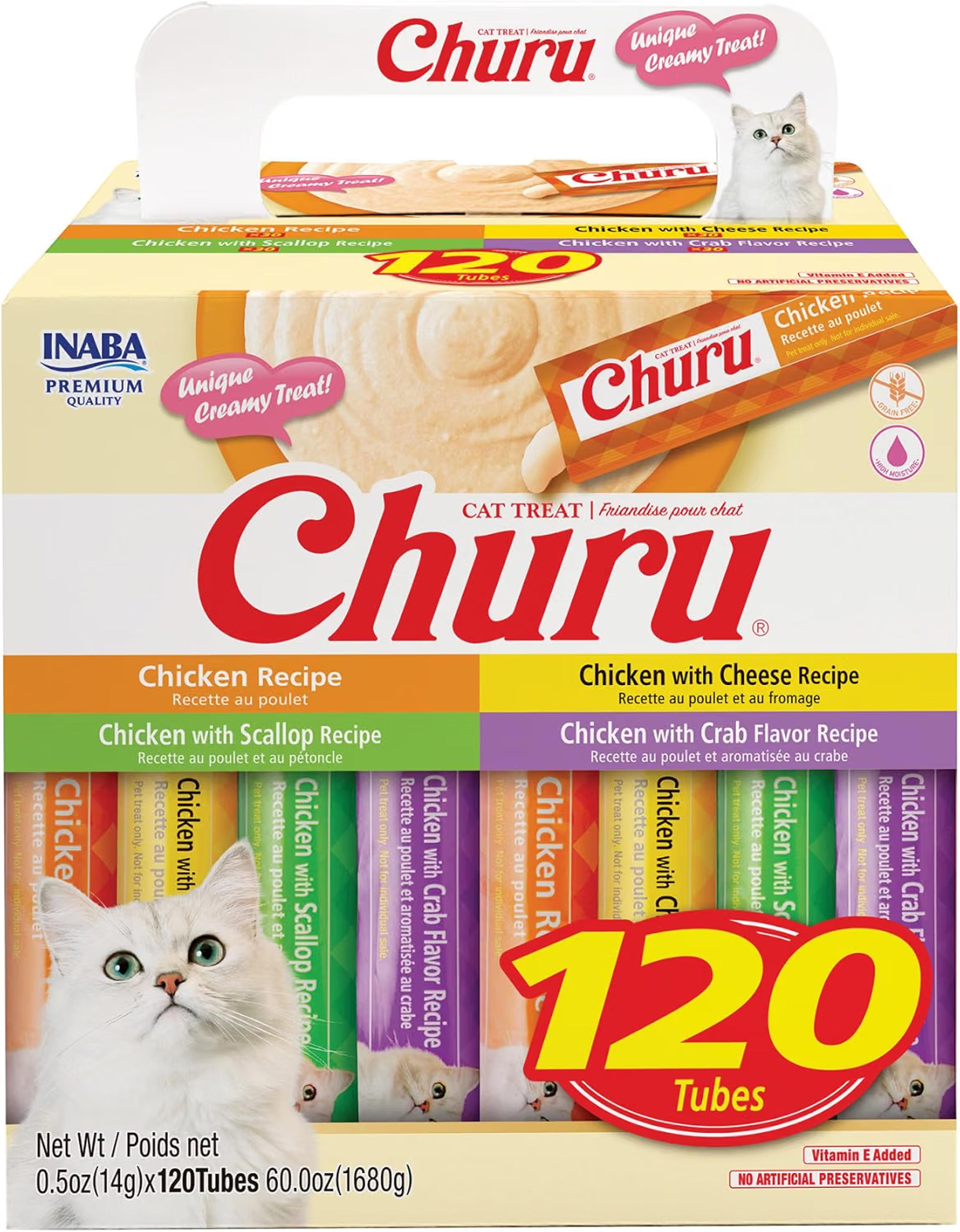 Premios cremosos INABA Churu de pollo para gatos en tubos individuales